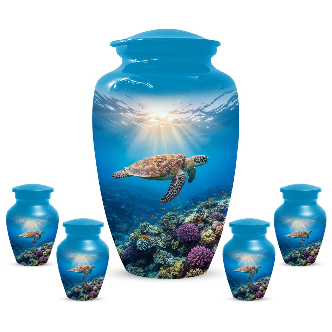 Personalized Sea Turtle Urn for Ashes, Ocean Cremation Urns For Men & Women