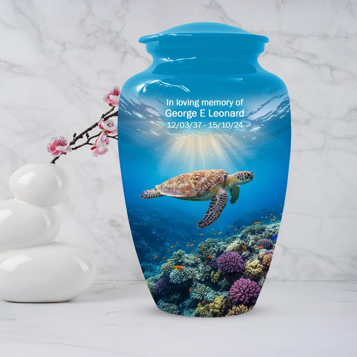 Personalized Sea Turtle Urn for Ashes, Ocean Cremation Urns For Men & Women