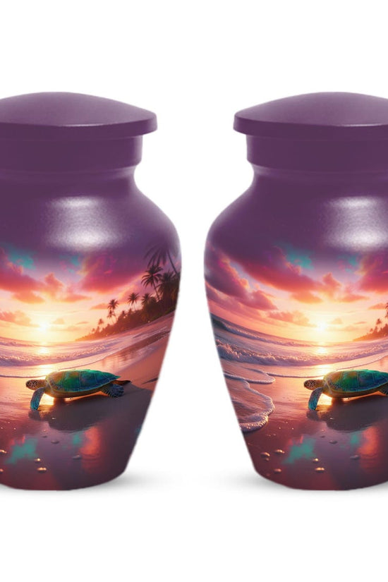 Sea Turtle Urn, Sunset Beach Urns for Ashes, Personalized Keepsake For Mom & Dad