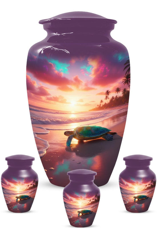 Sea Turtle Urn, Sunset Beach Urns for Ashes, Personalized Keepsake For Mom & Dad