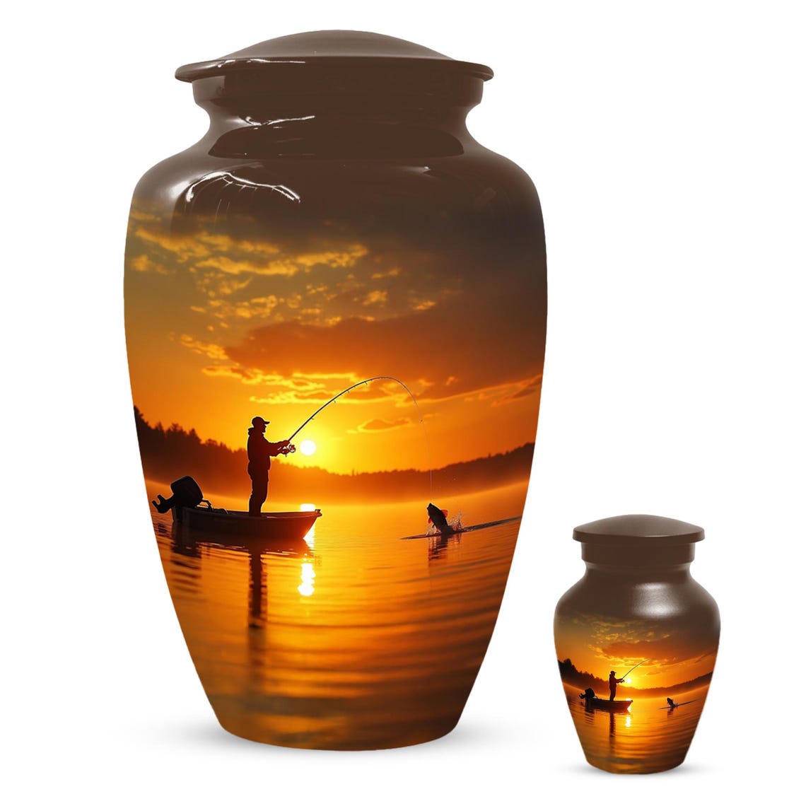 Gone Fishing Sunset Urn for Dad
