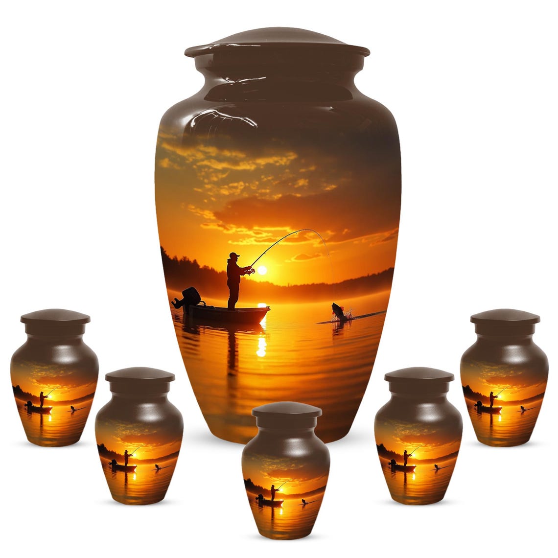 Gone Fishing Sunset Urn for Dad