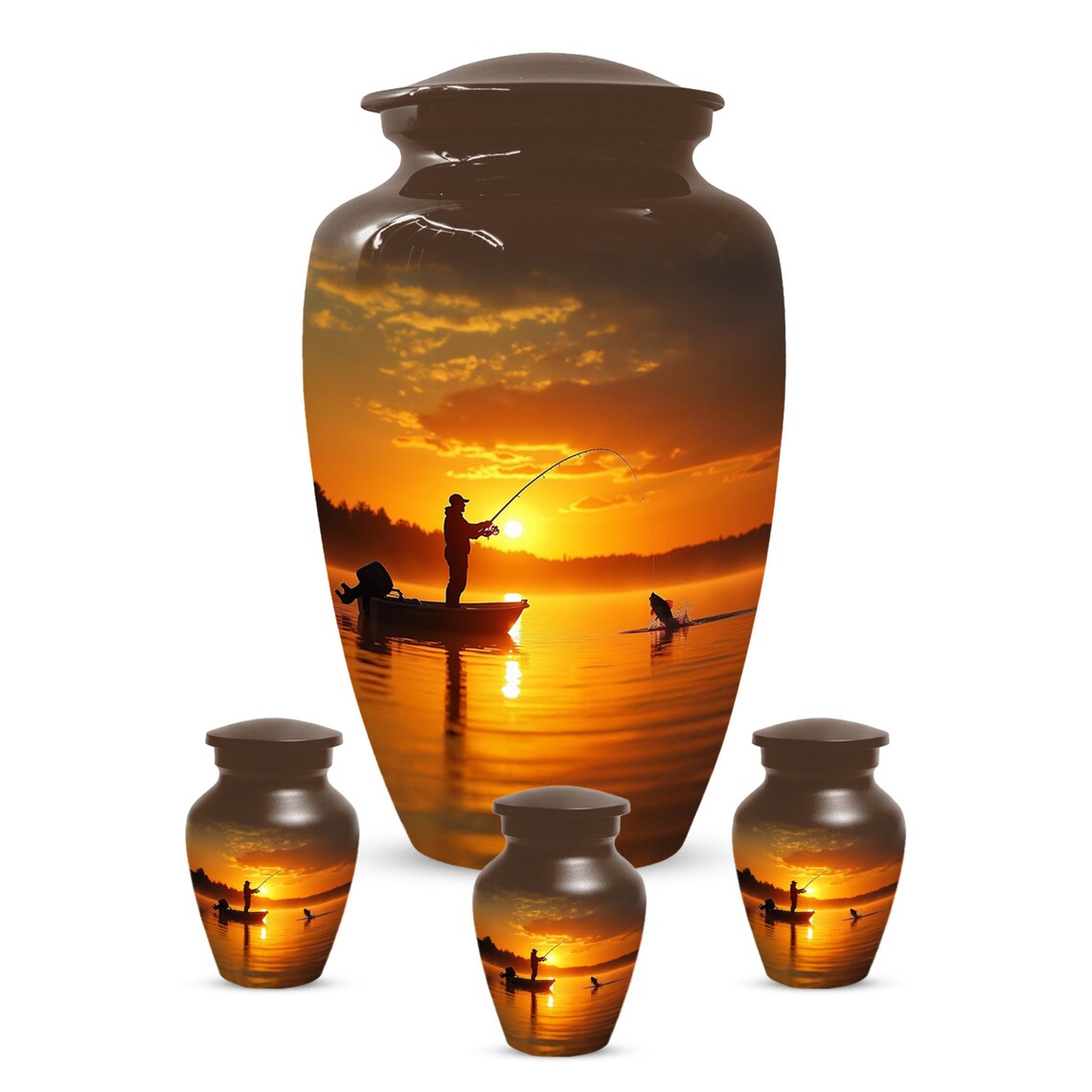Gone Fishing Sunset Urn for Dad