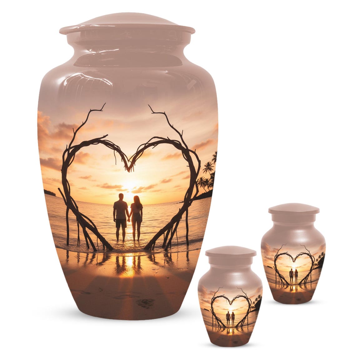 Orange Sunset Beach Urns For Ashes