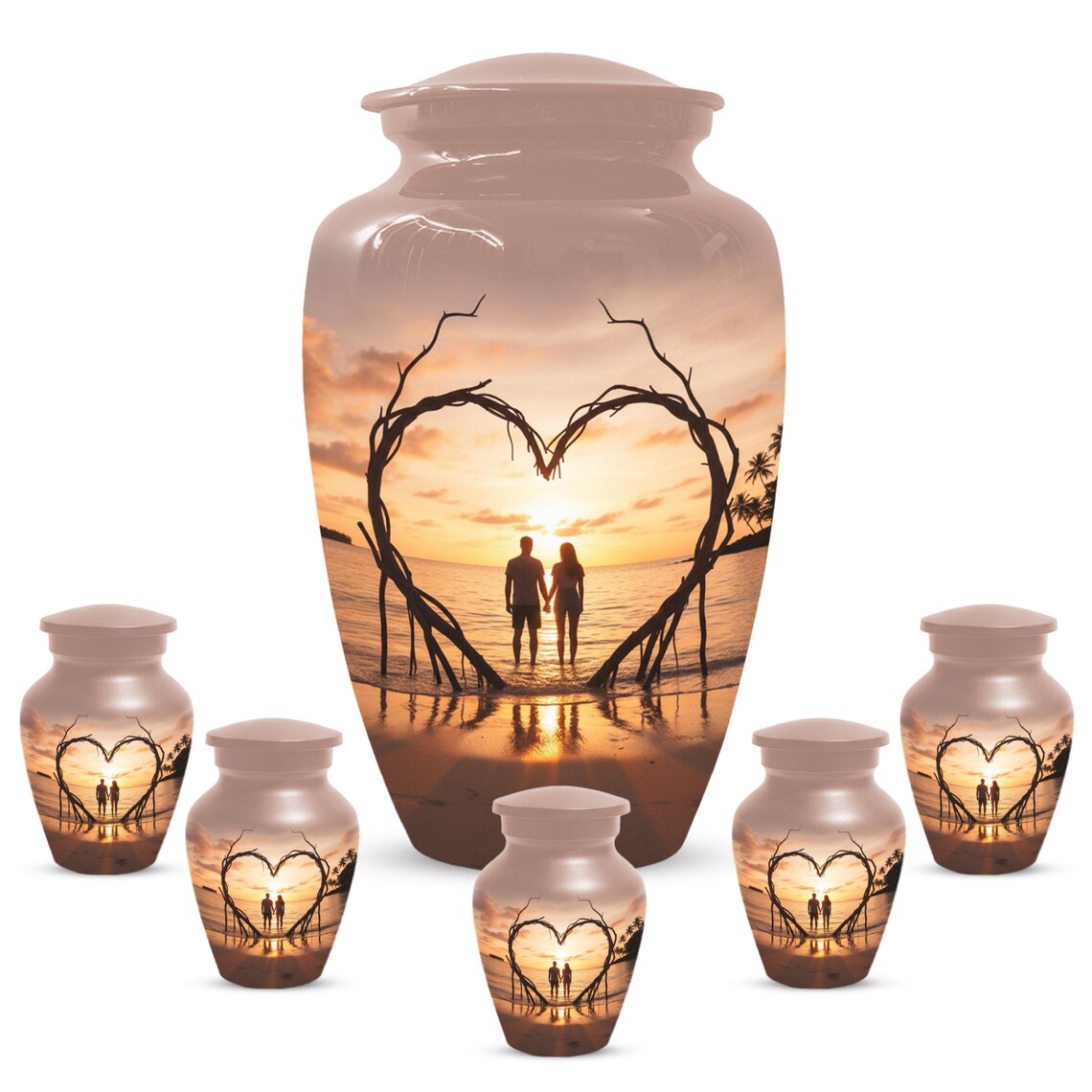 Orange Sunset Beach Urns For Ashes