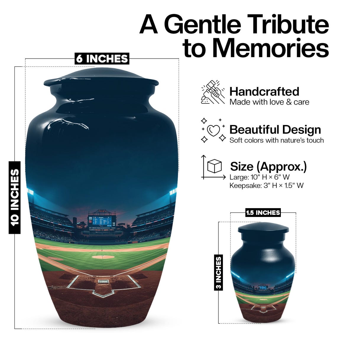 Baseball Ground Urn for Dad