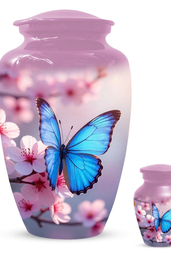 Pink  Blue Butterfly Urn For Women