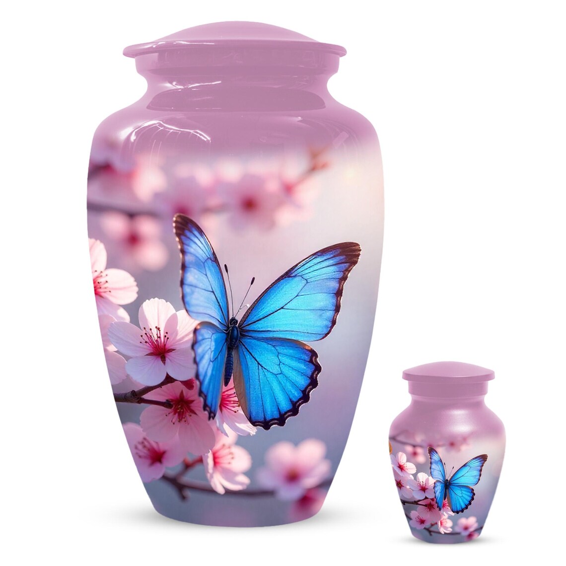 Pink  Blue Butterfly Urn For Women