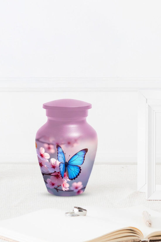 Pink  Blue Butterfly Urn For Women