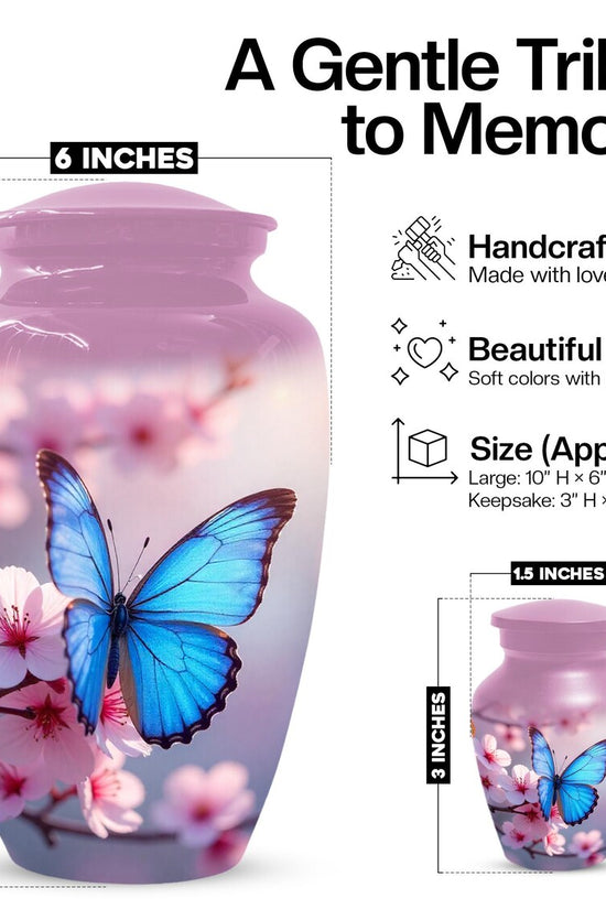 Pink  Blue Butterfly Urn For Women