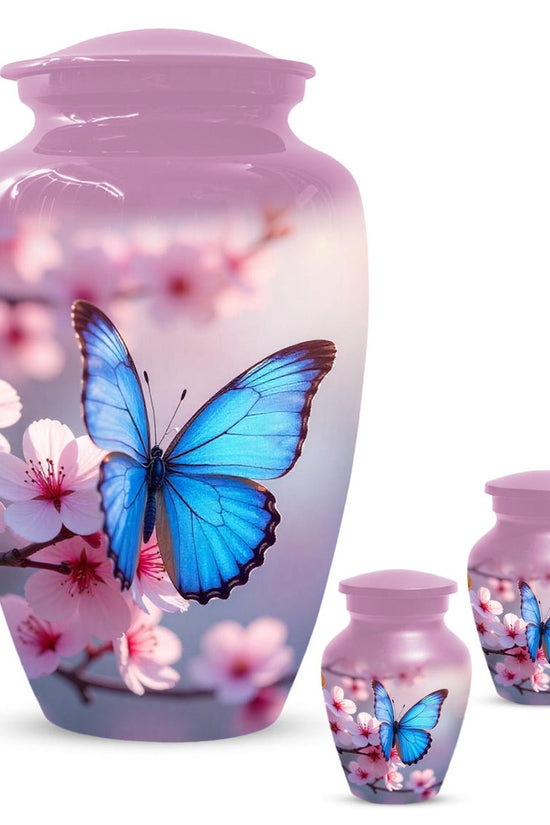 Pink  Blue Butterfly Urn For Women