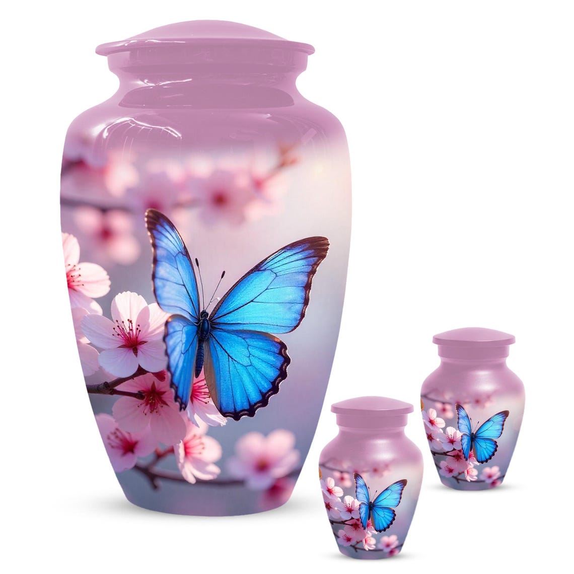 Pink  Blue Butterfly Urn For Women