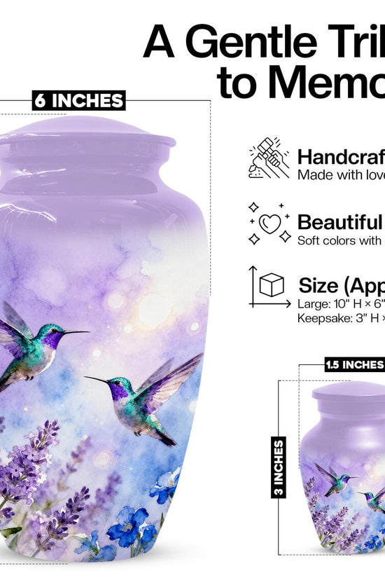Hummingbird Urns For Human Ashes | Customized Purple Keepasake Urn For Mom
