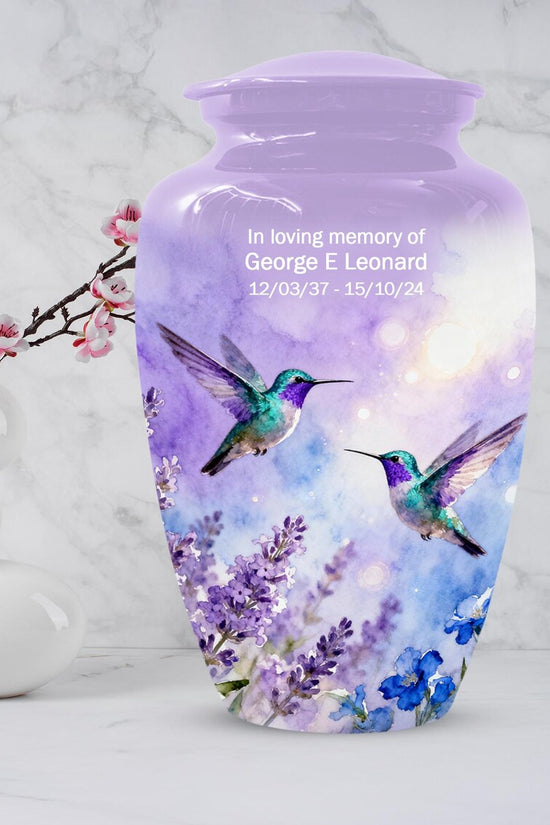 Hummingbird Urns For Human Ashes | Customized Purple Keepasake Urn For Mom
