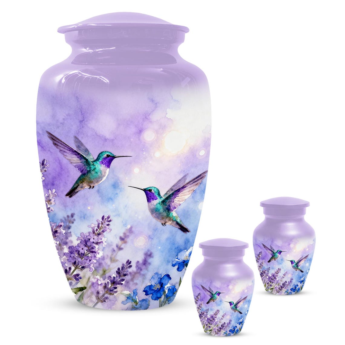 Hummingbird Urns For Human Ashes | Customized Purple Keepasake Urn For Mom
