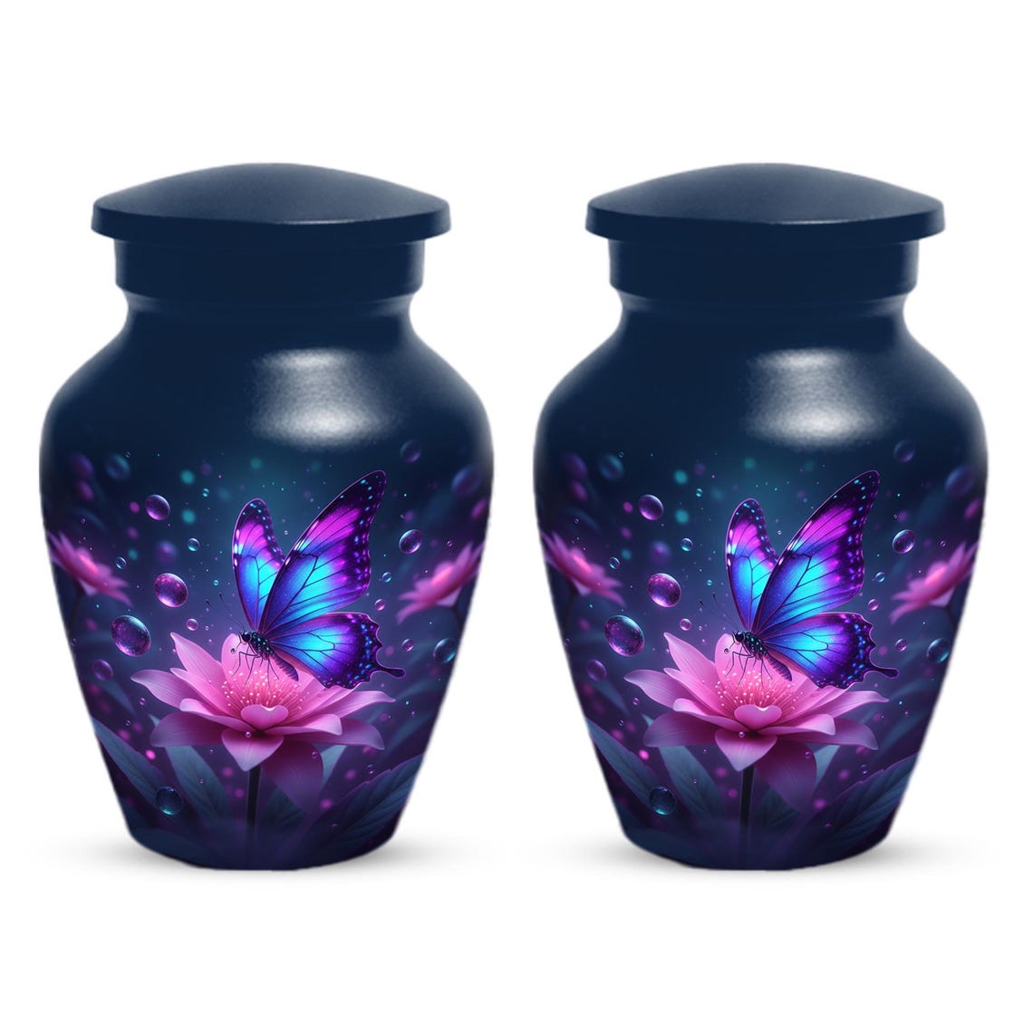 Blue Butterfly Personalized Urn For Ashes - Pink Lotus Cremation Urns | Keepsake & Large