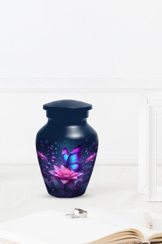 Blue Butterfly Personalized Urn For Ashes - Pink Lotus Cremation Urns | Keepsake & Large