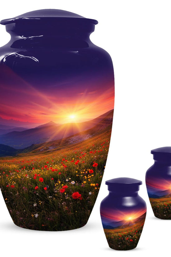 Flower Garden Sunset Urn for Ashes | Floral Cremation Urns For Male & Female