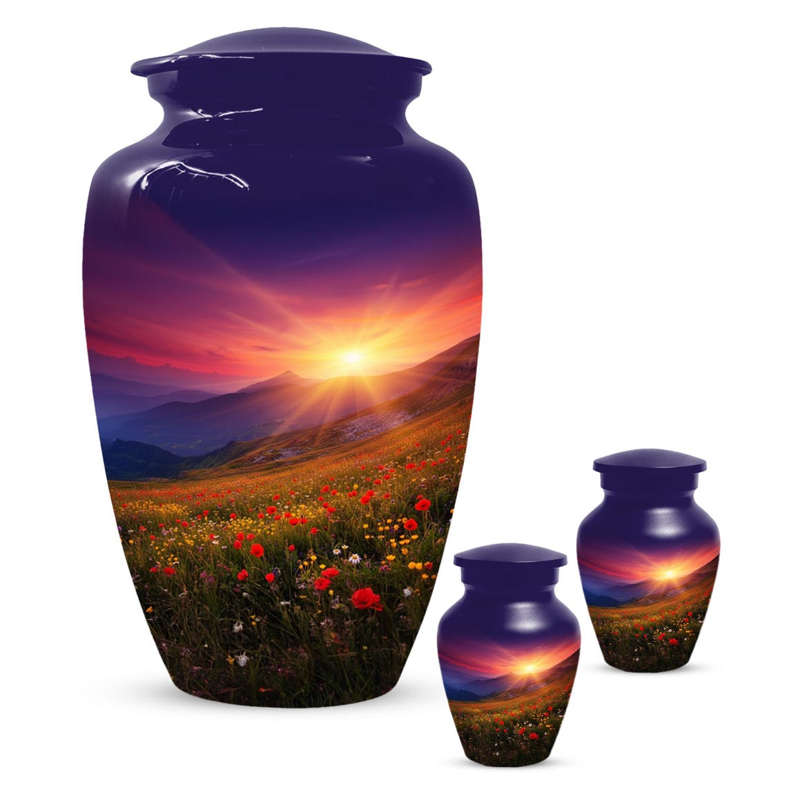 Flower Garden Sunset Urn for Ashes | Floral Cremation Urns For Male & Female