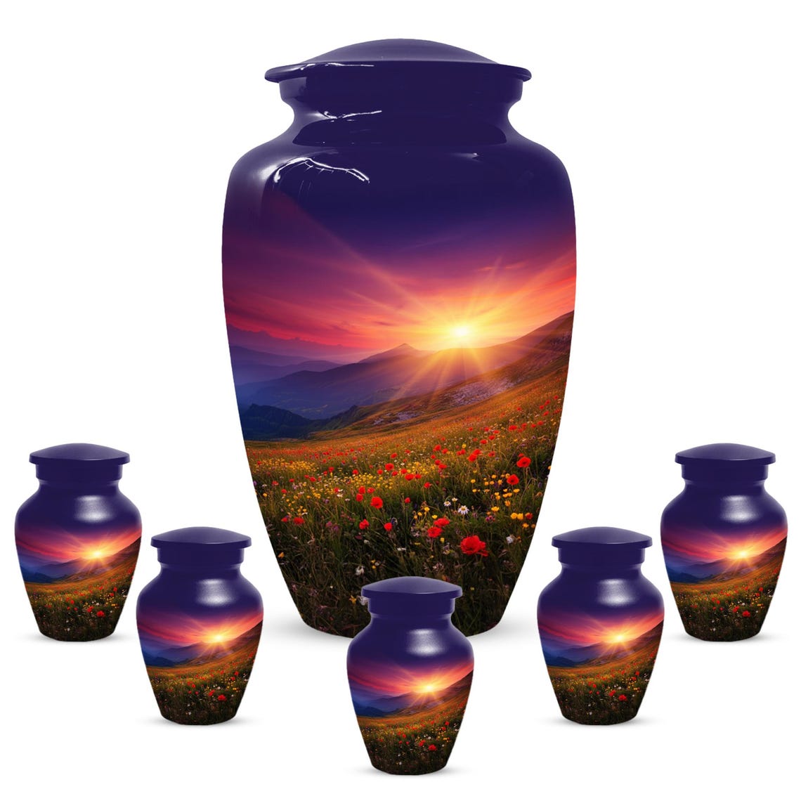 Flower Garden Sunset Urn for Ashes | Floral Cremation Urns For Male & Female