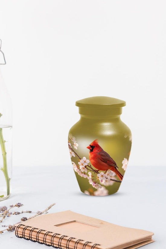 Red Cardinal Urn For Human Ashes