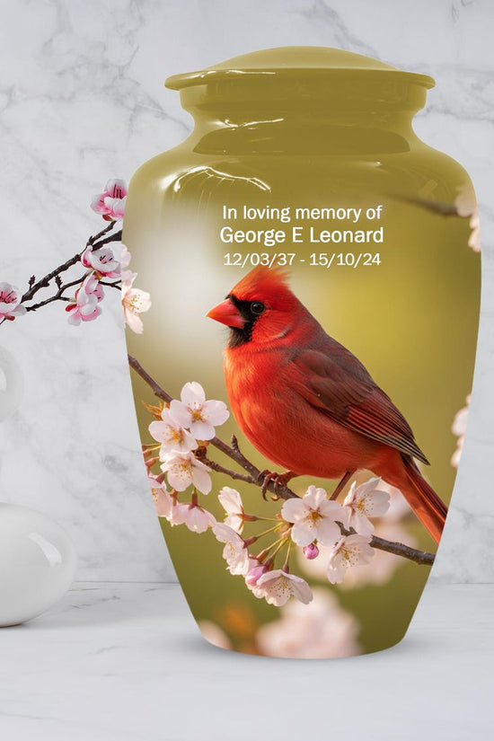 Red Cardinal Urn For Human Ashes
