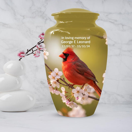Red Cardinal Urn For Human Ashes