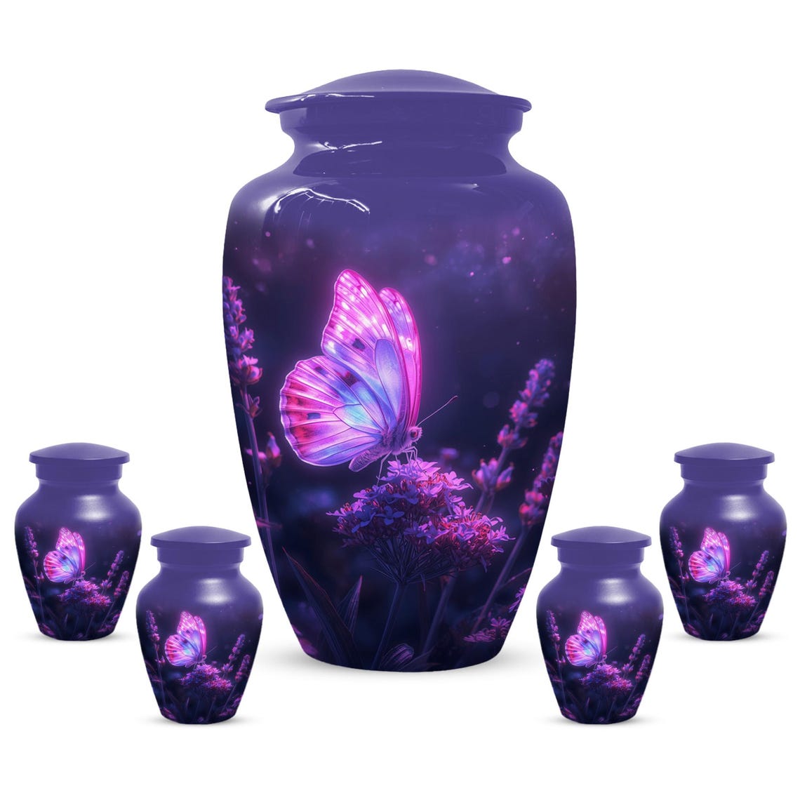 Purple Butterfly Urns For Human Ashes, Large Urn Customized For Mom