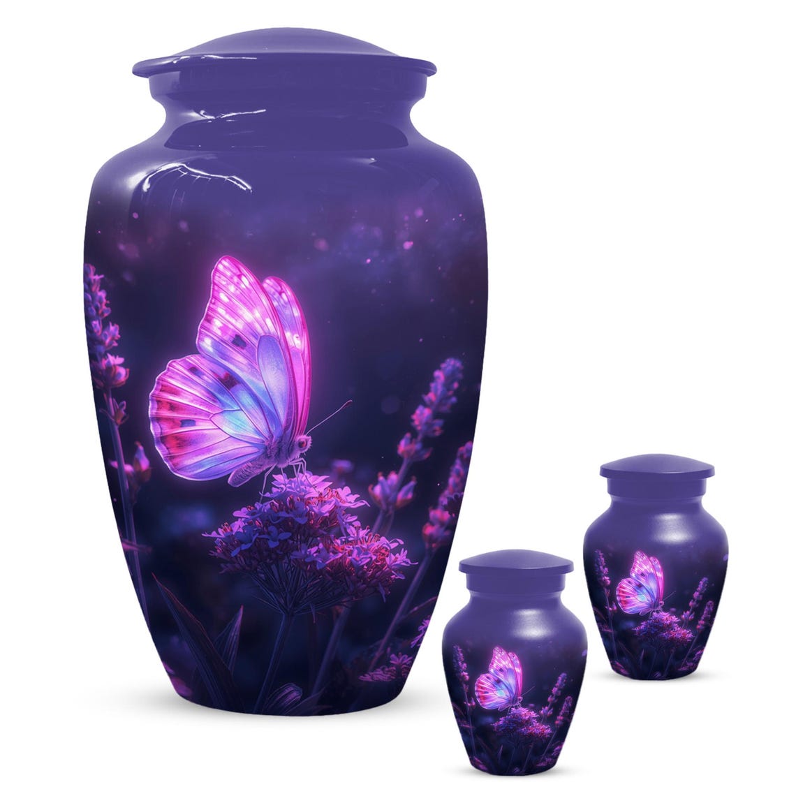 Purple Butterfly Urns For Human Ashes, Large Urn Customized For Mom