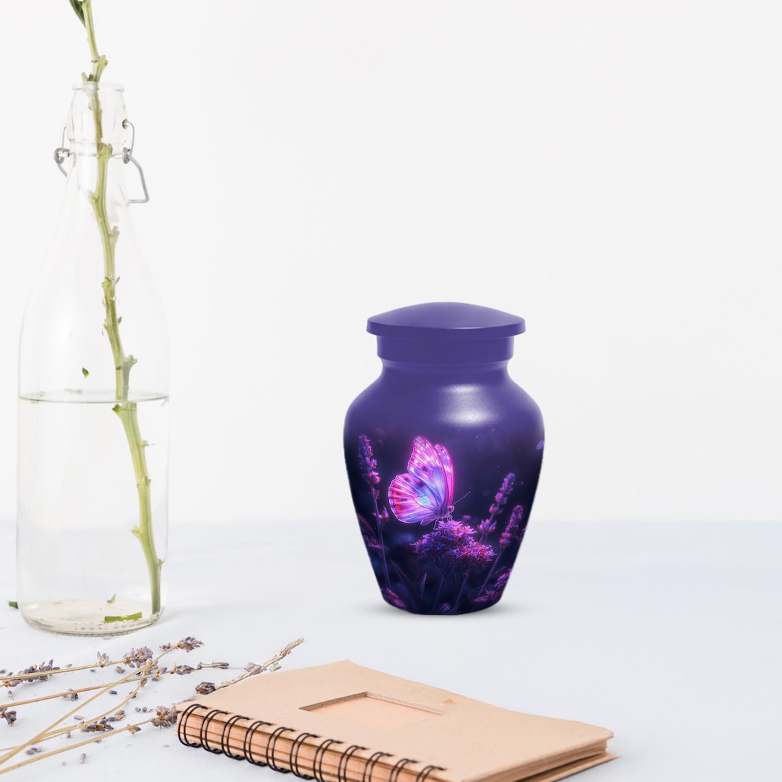Purple Butterfly Urns For Human Ashes, Large Urn Customized For Mom