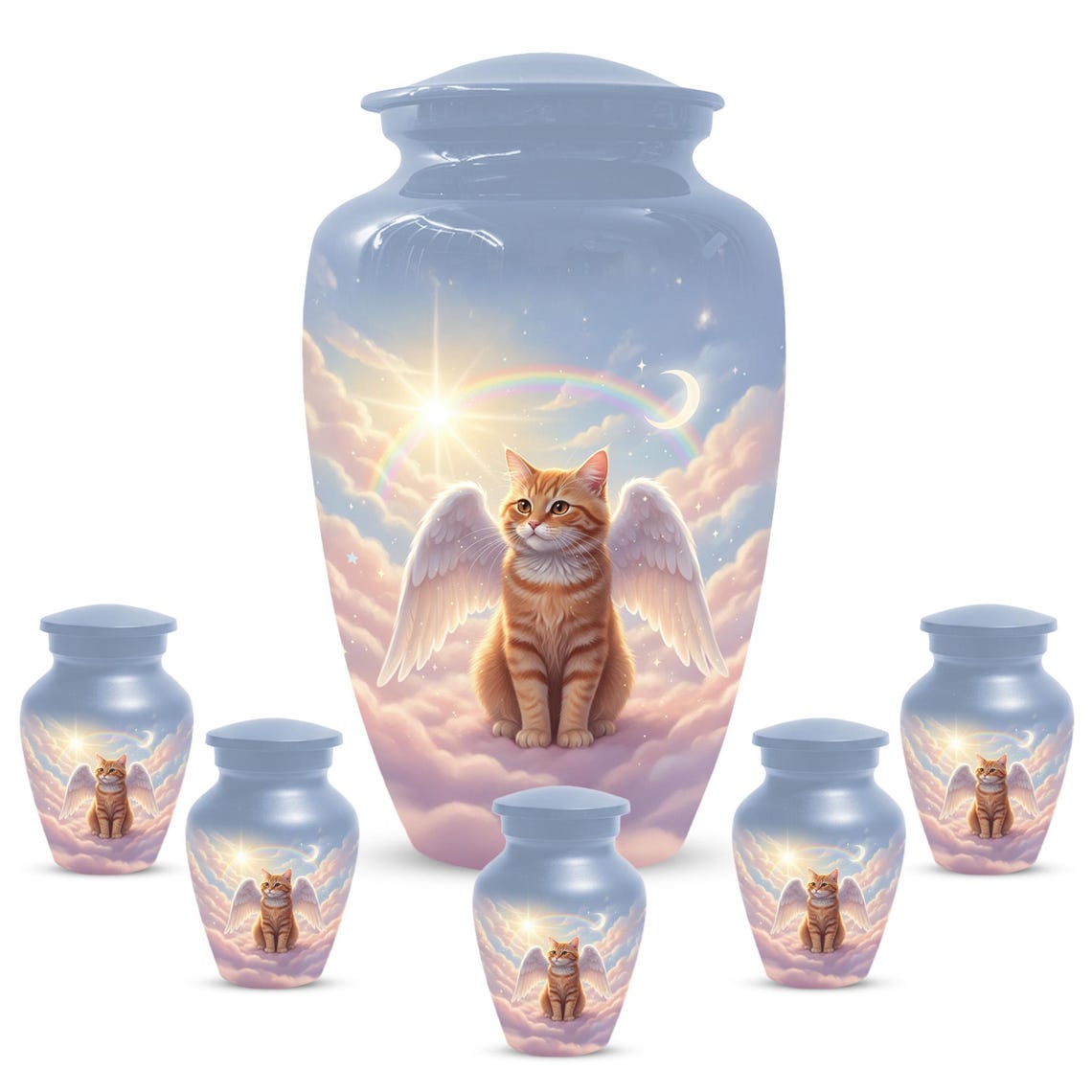 Orange Cat Angel Urns For Ashes 
