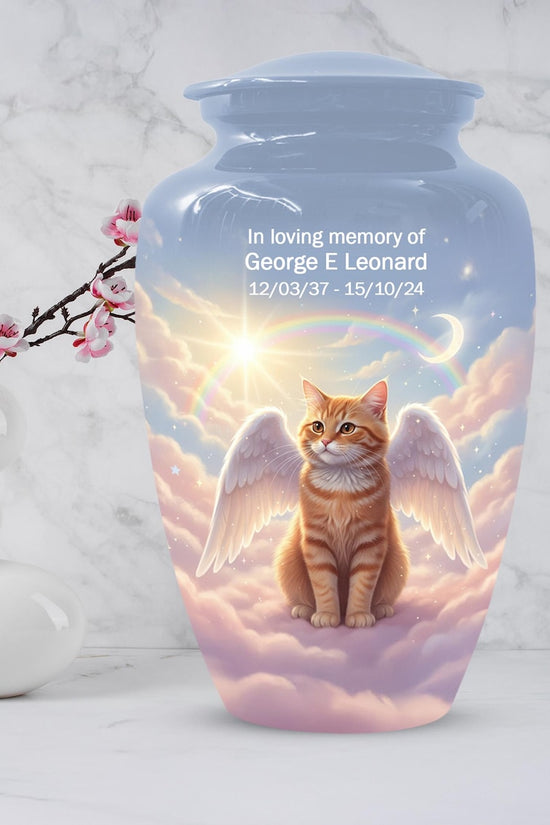 Orange Cat Angel Urns For Ashes 

