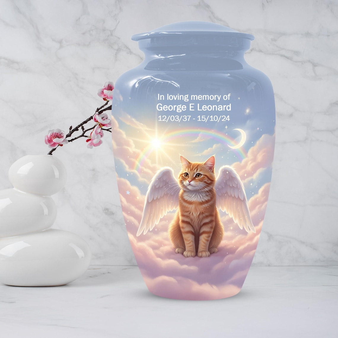 Orange Cat Angel Urns For Ashes 

