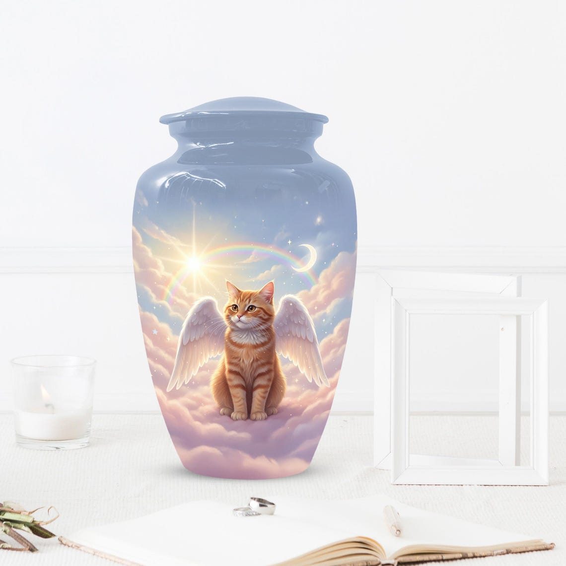 Orange Cat Angel Urns For Ashes 
