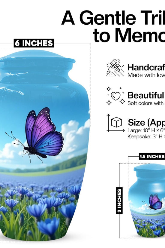 Purple Blue Butterfly Urn