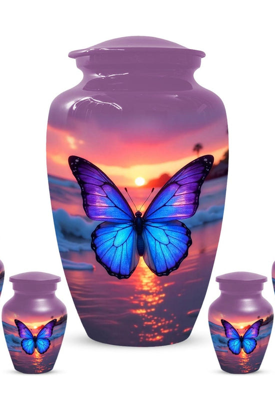 Customizable Butterfly Cremation Urn, Sunset Urns For Ashes, Decorative Memorial Keepsake