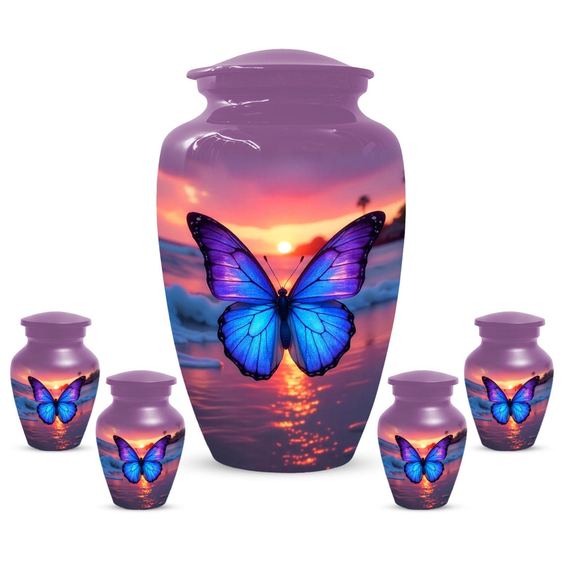 Customizable Butterfly Cremation Urn, Sunset Urns For Ashes, Decorative Memorial Keepsake