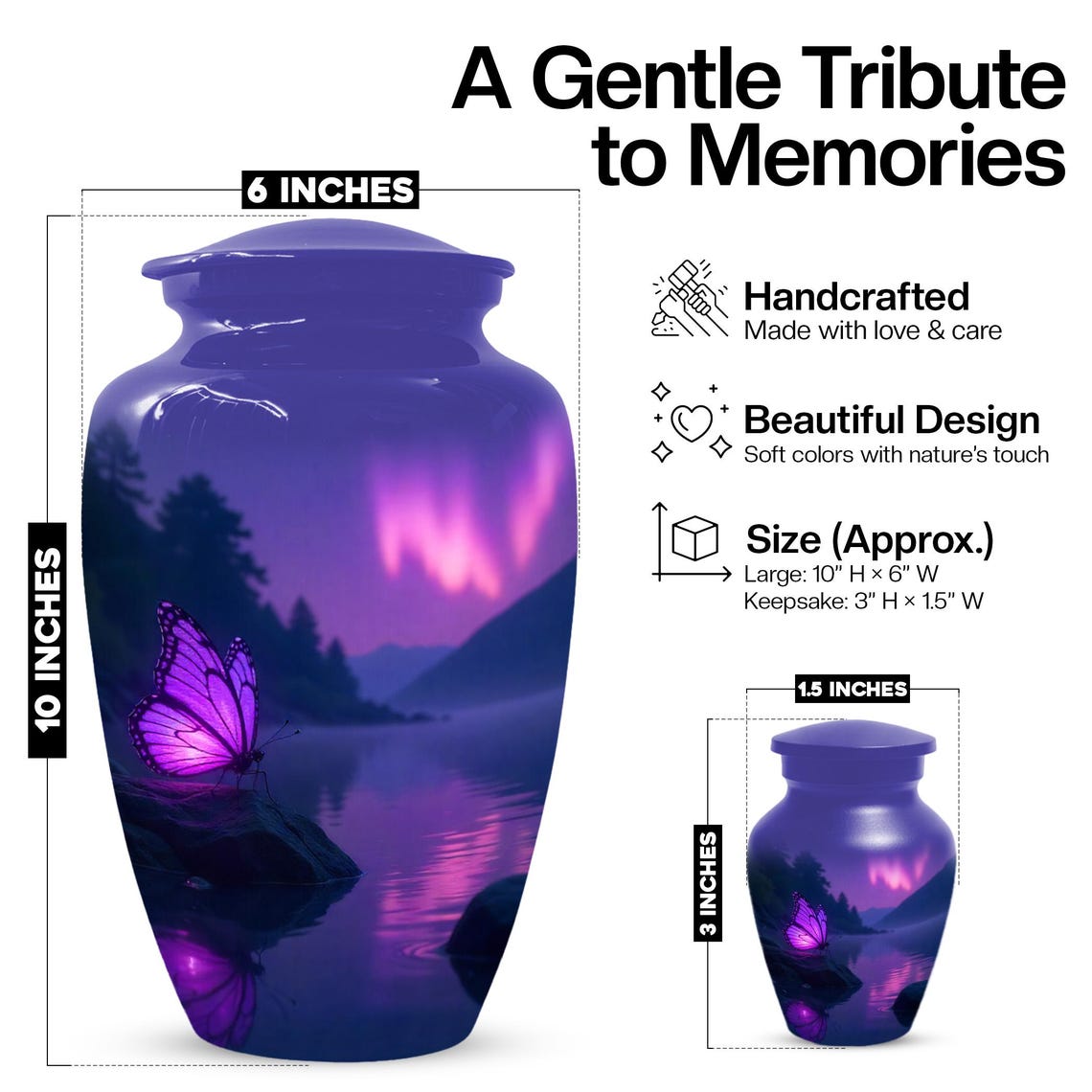 Butterfly Personalized Urn for Human Ashe