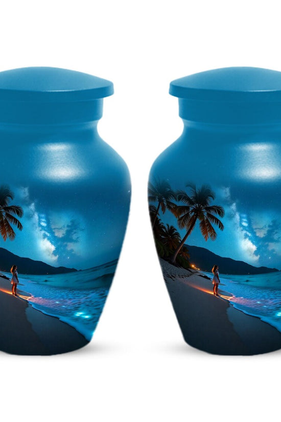 Girl on Beach Urn For Female | Handmade Moonlit Mini Small Urns For Mom

