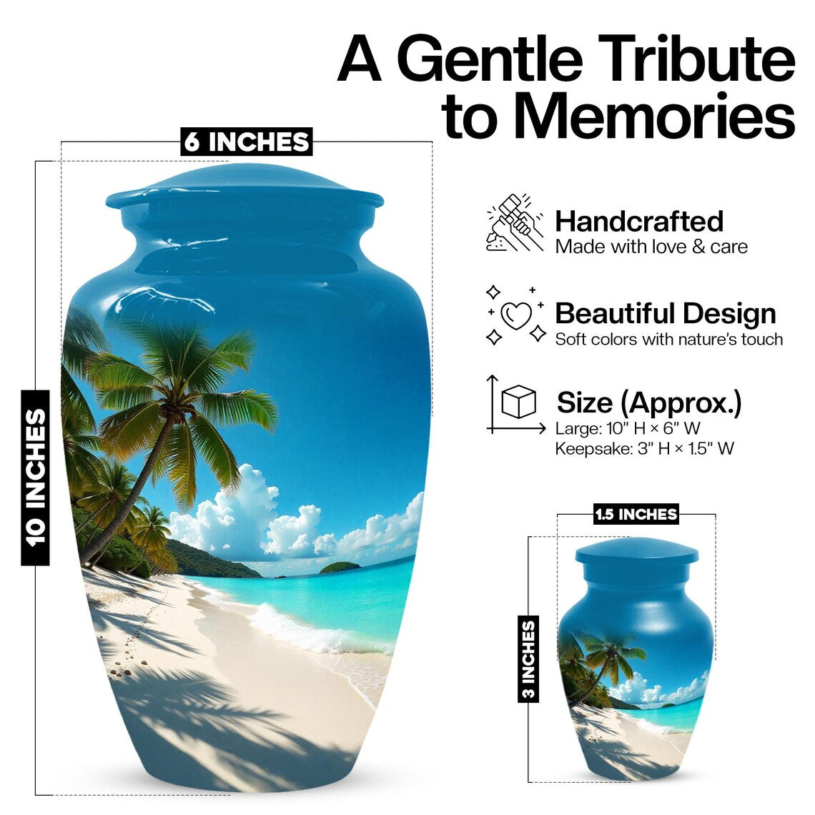 Ocean Beach Cremation Urn For Ashes | Handmade Mini Small Urns For Mom and Dad
