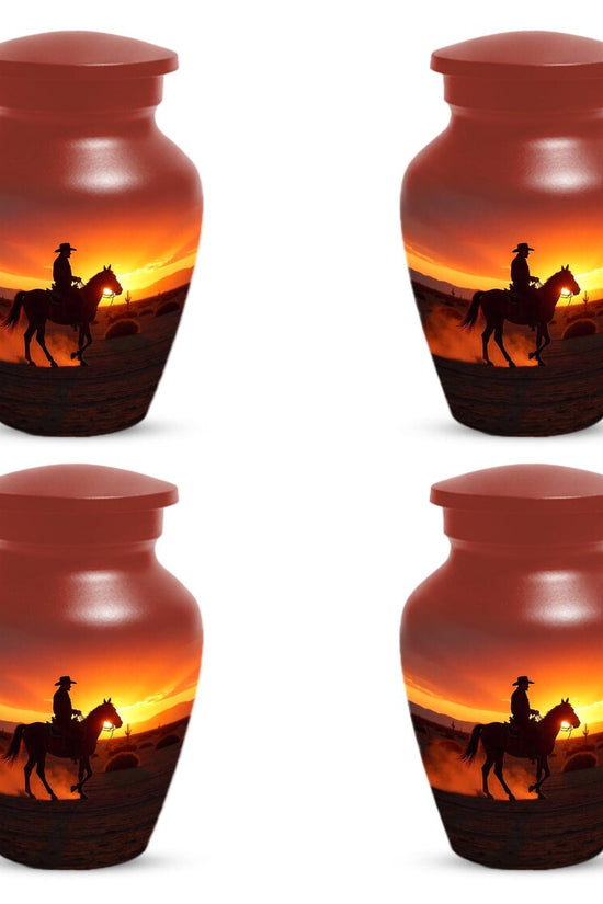 Peronalized Cowboy Urn For Ashes, Sunset Silhouette Urn
