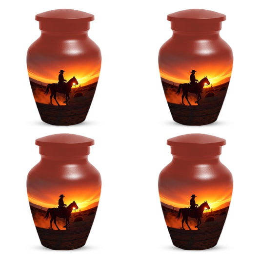 Peronalized Cowboy Urn For Ashes, Sunset Silhouette Urn
