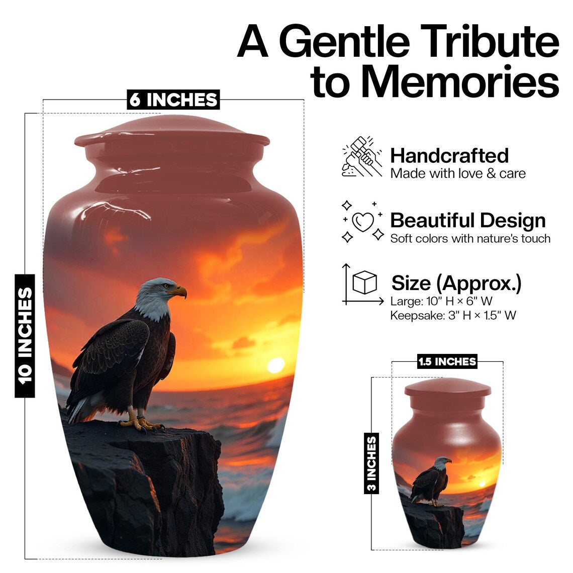 Eagle Urn for Ashes, Sunset Cremation Urns for Human