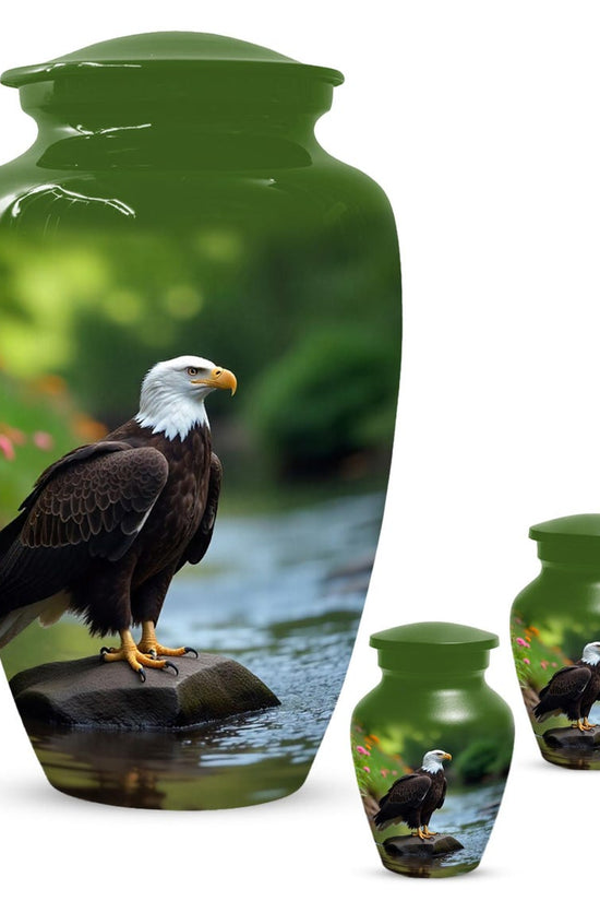 Personalized Green Eagle Urn for Human Ashes - Memorial Keepsake
