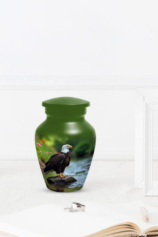 Personalized Green Eagle Urn for Human Ashes - Memorial Keepsake
