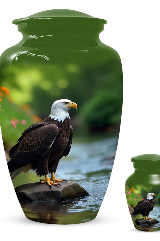 Personalized Green Eagle Urn for Human Ashes - Memorial Keepsake
