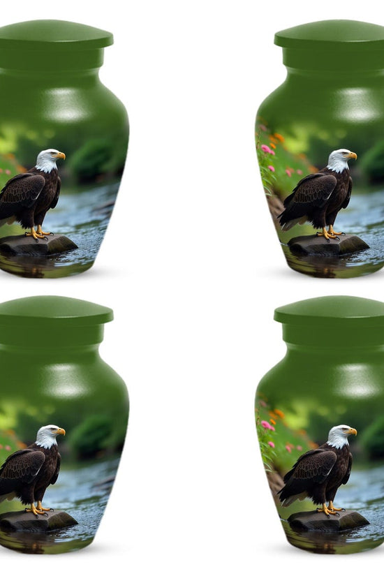 Personalized Green Eagle Urn for Human Ashes - Memorial Keepsake
