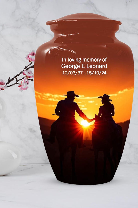 Cowboy & Cowgirl Urns For Human Ashes | Handmade Personalized Urn For Adults
