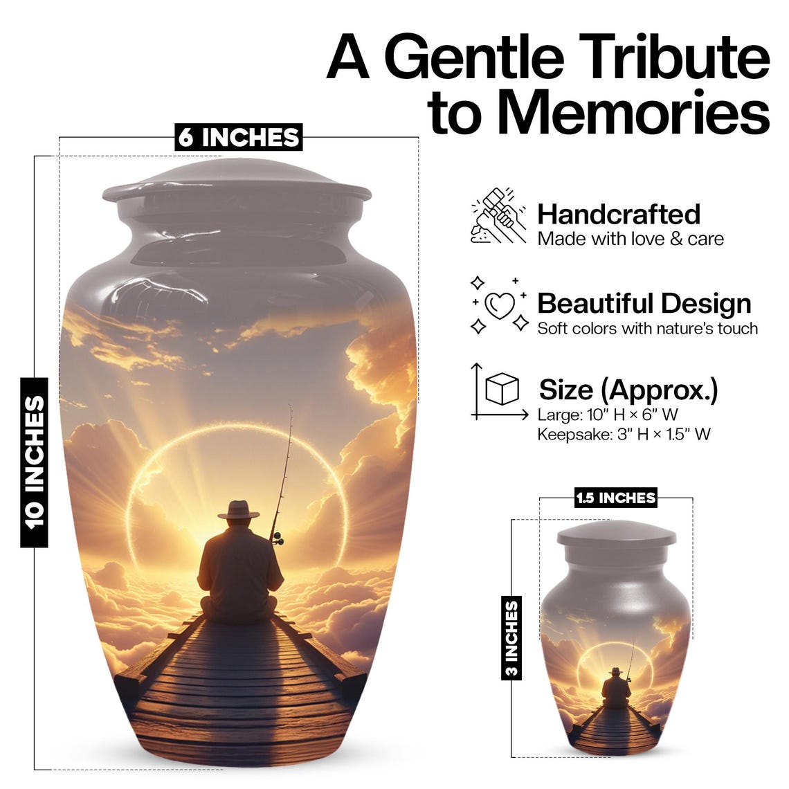 Gone Fishing in Heaven Urn for Dad