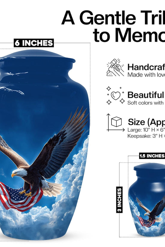Patriotic Cremation Urn - American Flag Eagle Urns – Personalized Keepsake For Funeral
